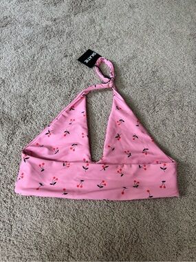 Pink Cherry Lacey skatie Bikini Top